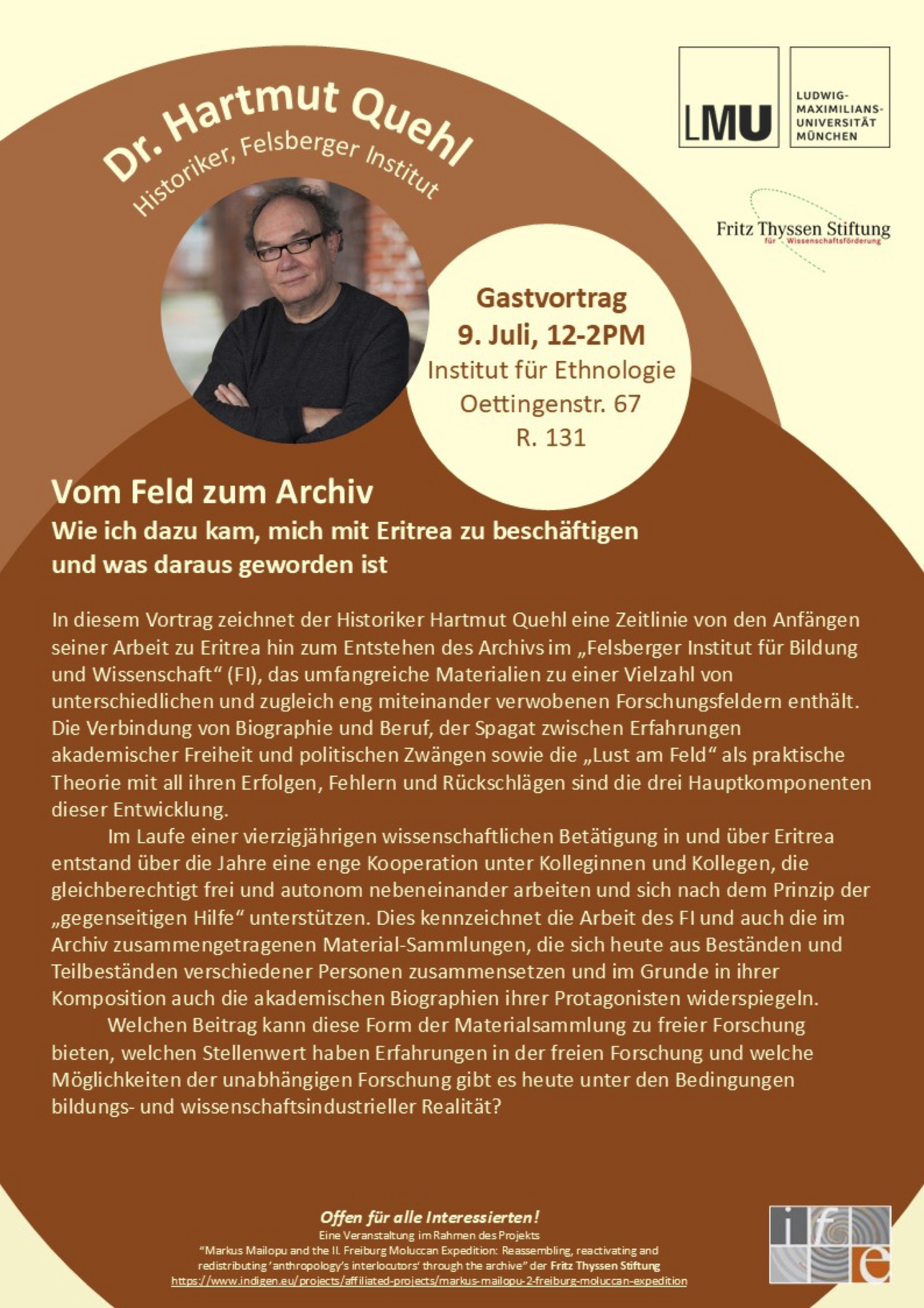 Poster guest lecture Hartmut Quehl 07 2026 LMU Munich IfE